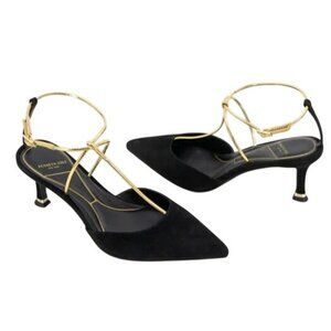 Kenneth Cole | Umi T-Strap Suede Heel in BLACK SUEDE, Size: 11